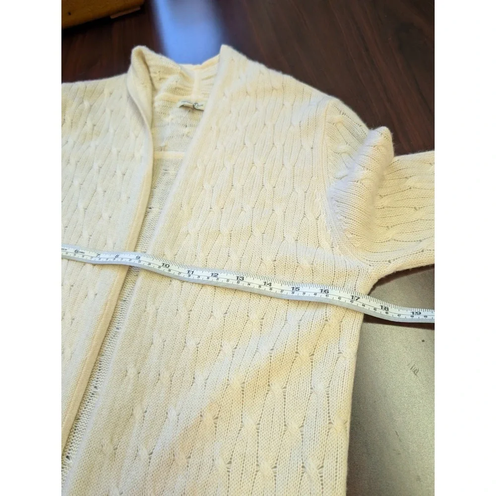 Cortland Park S 100% Cashmere Long Cable Knit Cardigan Ivory